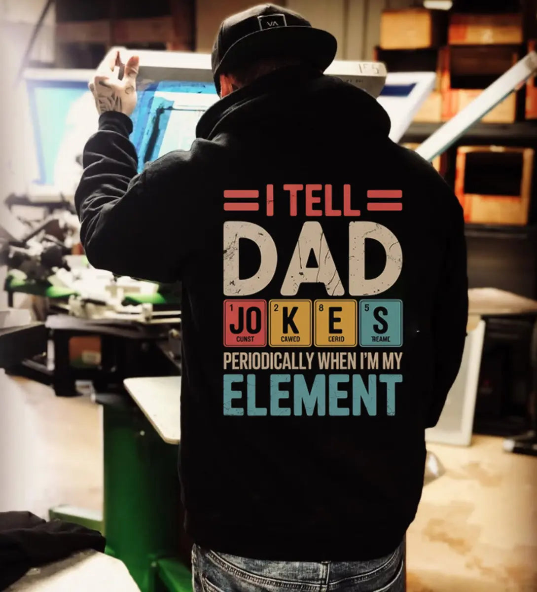 I Tell Dad Jokes Periodically When I'm My Element Printed Fleece-lined Unisex Hoodie