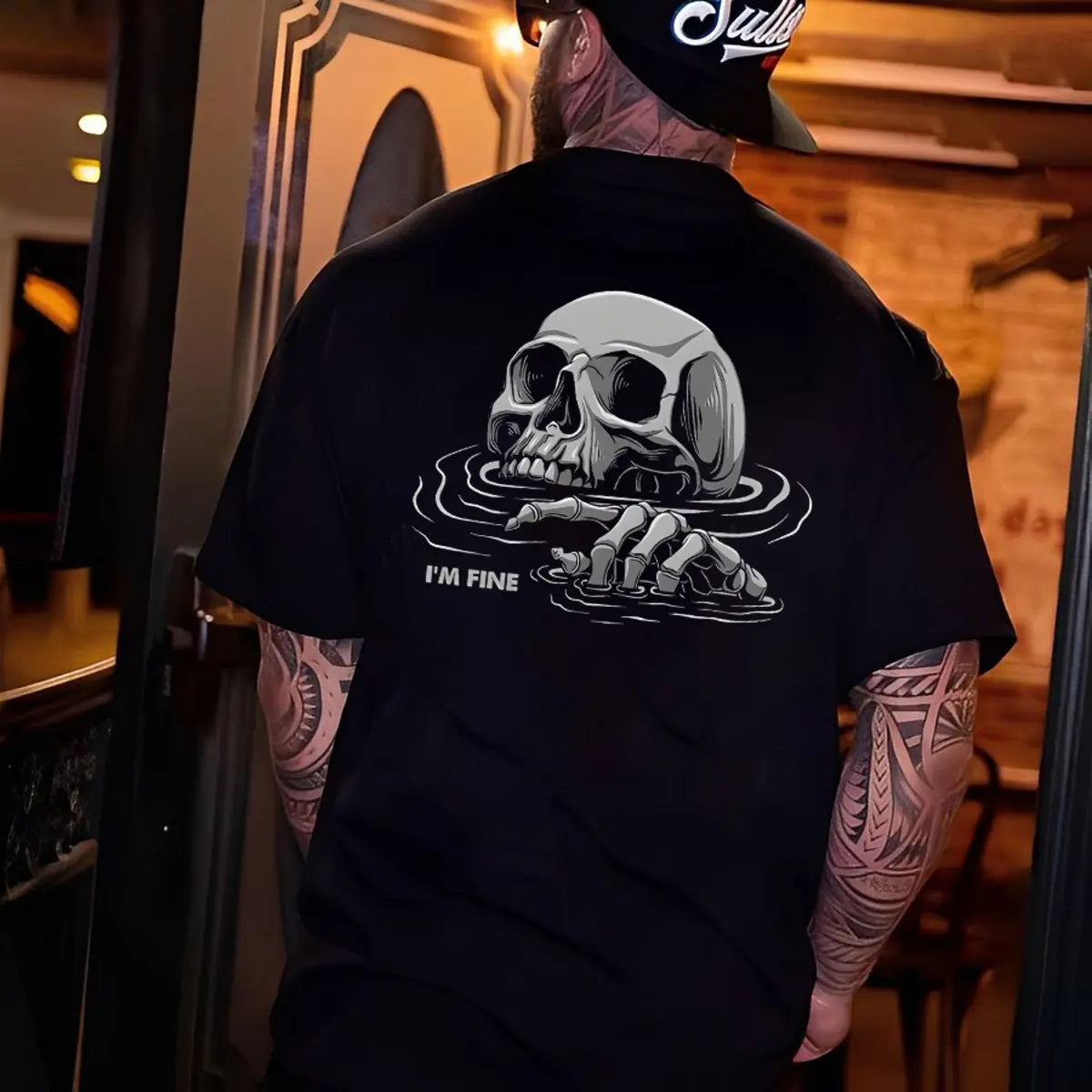 I'm Fine Skull Printed Men's T-Shirt