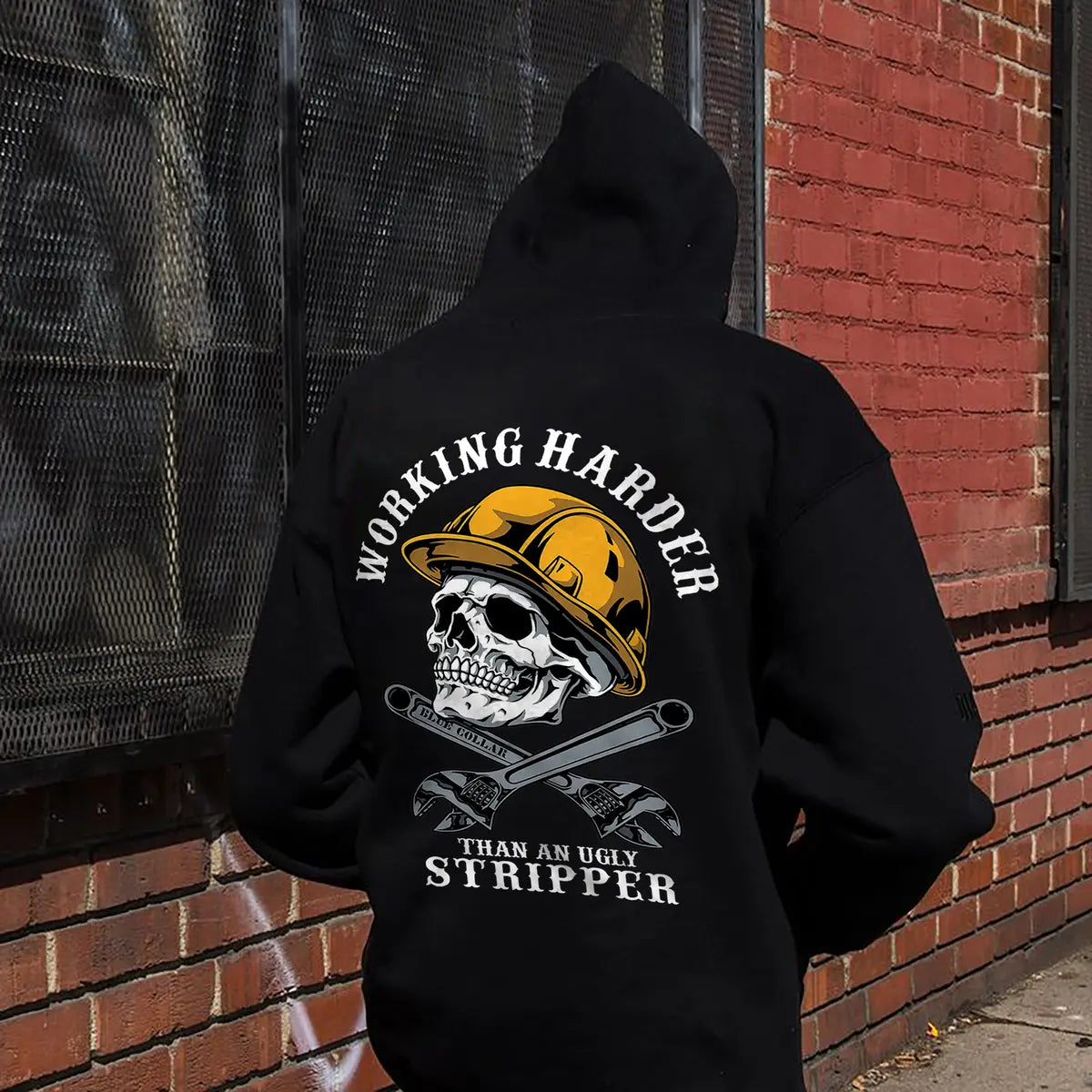 Working Harder Than An Ugly Stripper Printed Men's Thickened Hoodie