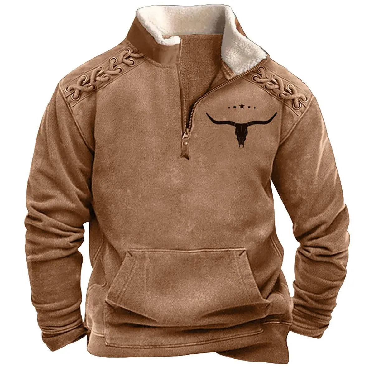 Western Bullhead Stand Collar Men's Sweatshirt