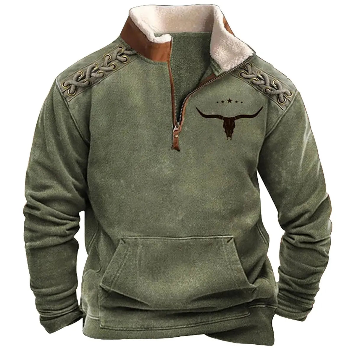 Western Bullhead Stand Collar Men's Sweatshirt