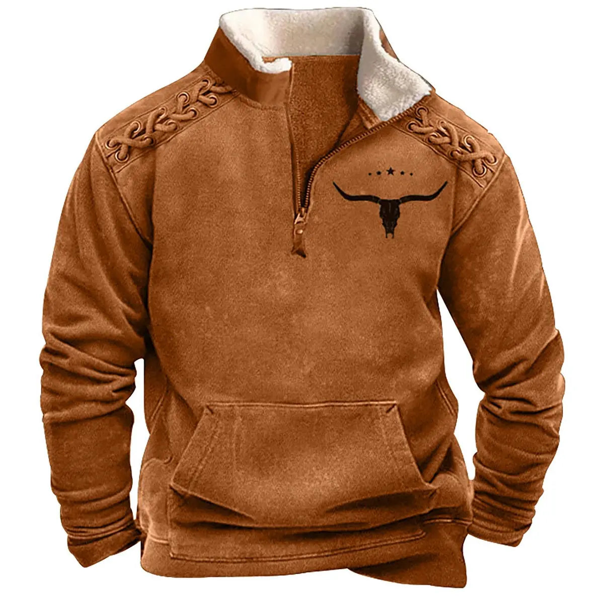 Western Bullhead Stand Collar Men's Sweatshirt