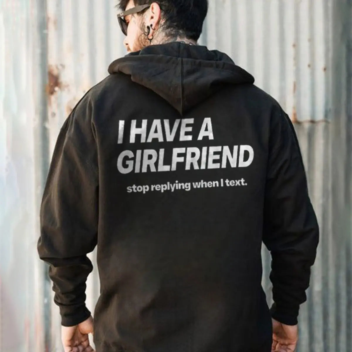 I Have A Girlfriend Stop Replying When I Text Printed Men's Thickened Hoodie