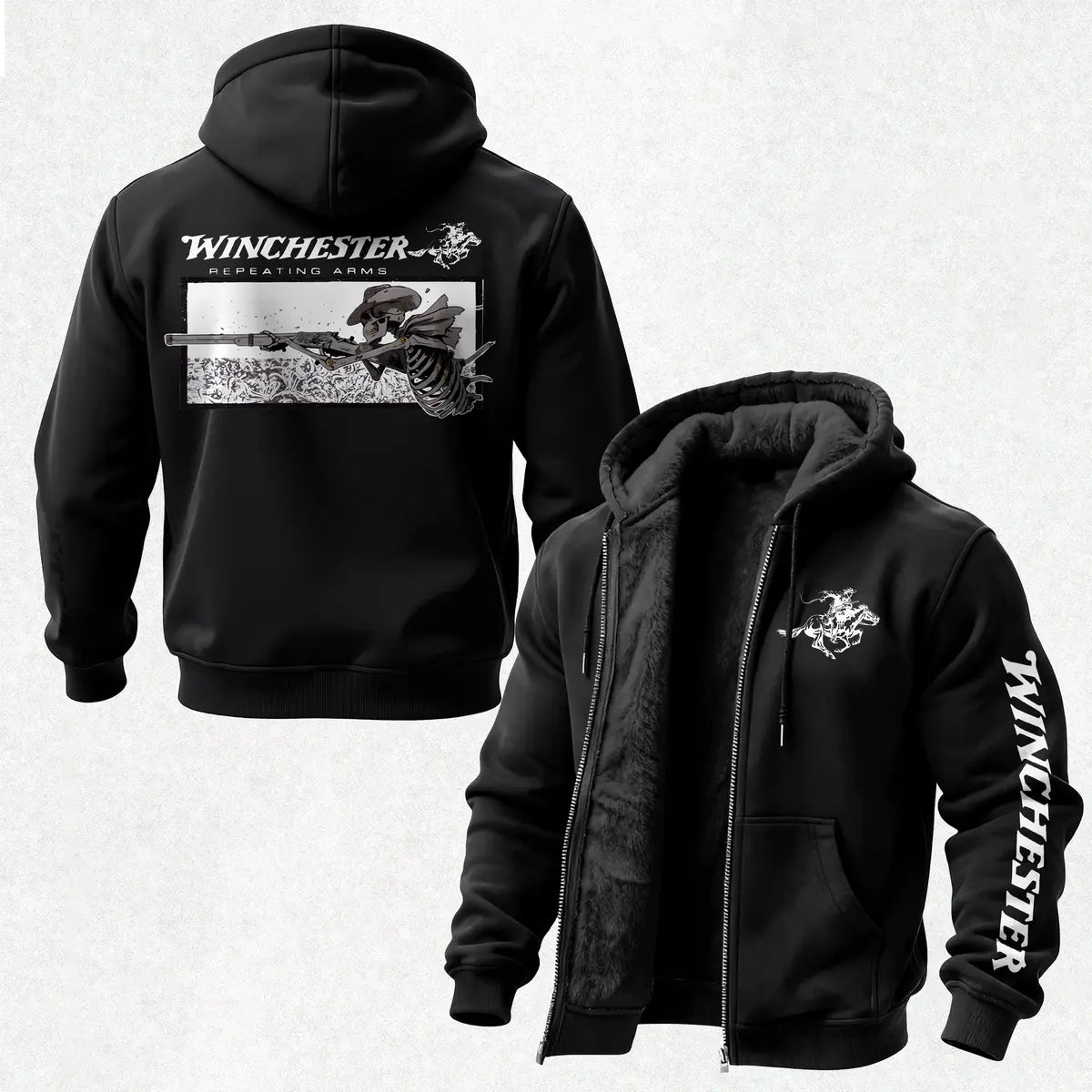 Winchester Repeating Arms Printed Zippered Hooded Fleece Cardigan