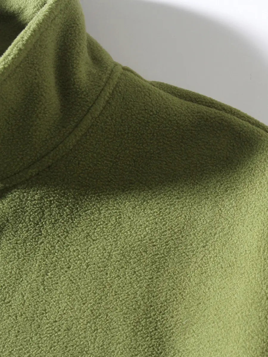 Fleece-Lined Stand Collar Fitness Zipper Jacket for Fall and Winter