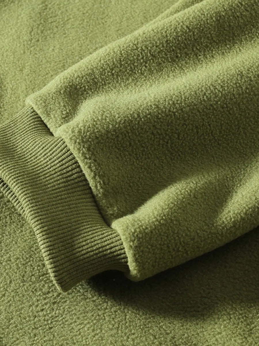 Fleece-Lined Stand Collar Fitness Zipper Jacket for Fall and Winter