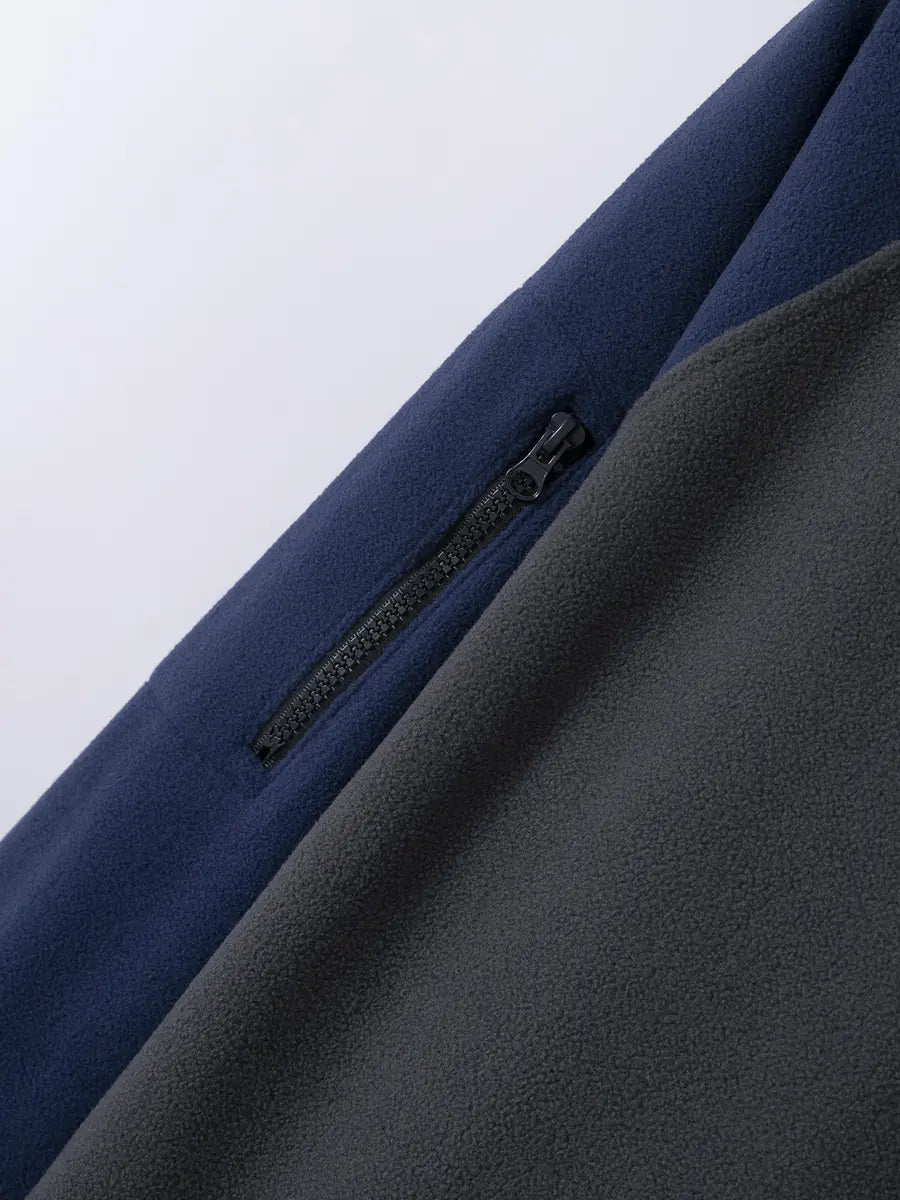 Outdoor Sports Double-Fleece Hooded Stand-Up Collar Zipper Sweatshirt