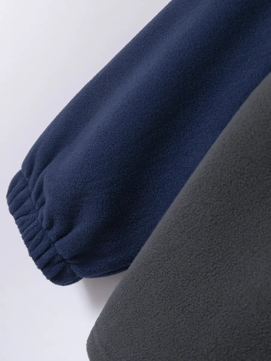 Outdoor Sports Double-Fleece Hooded Stand-Up Collar Zipper Sweatshirt