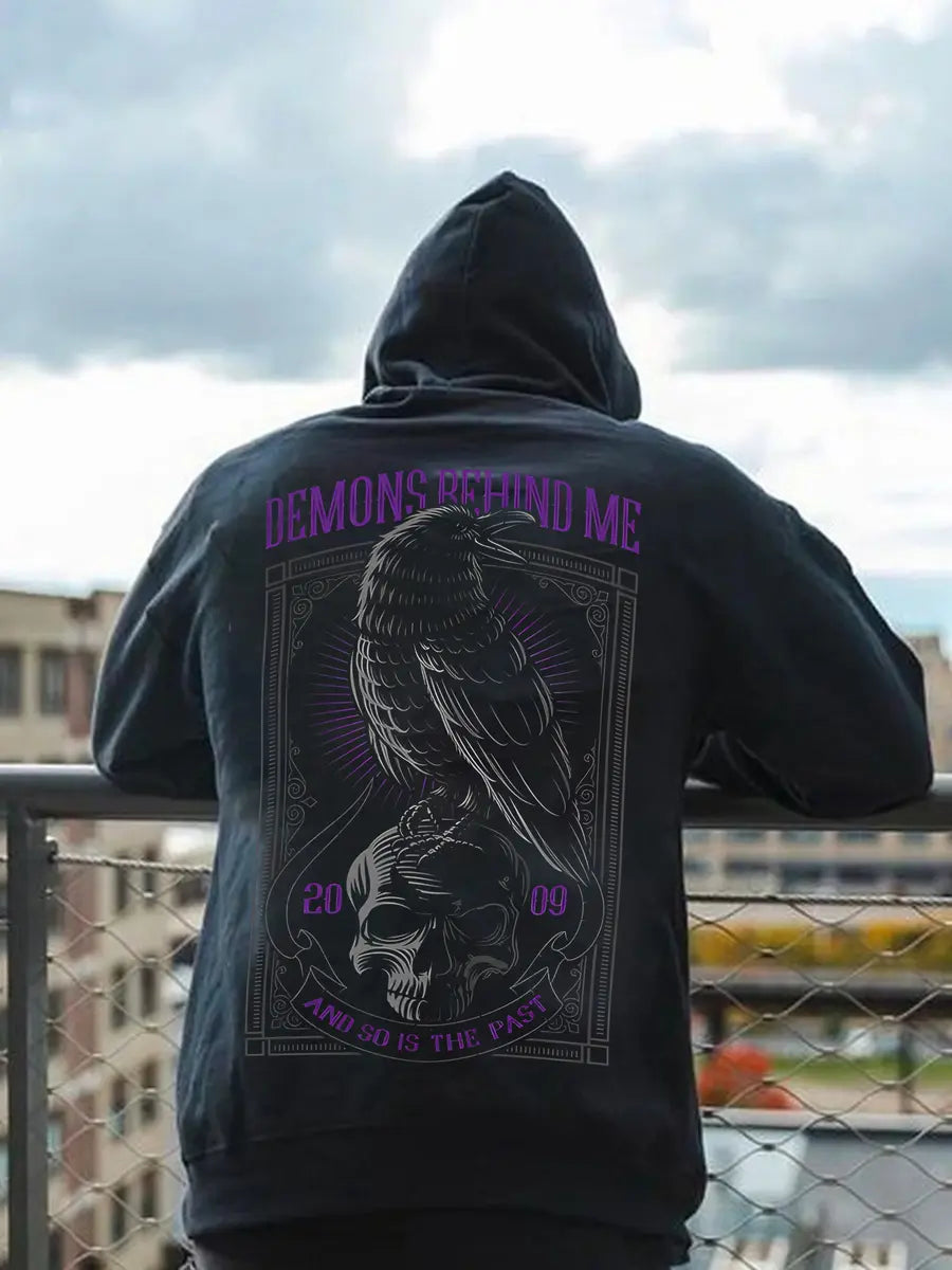 Demons Behind Me And So Is The Past Printed Fleece-lined Unisex Hoodie