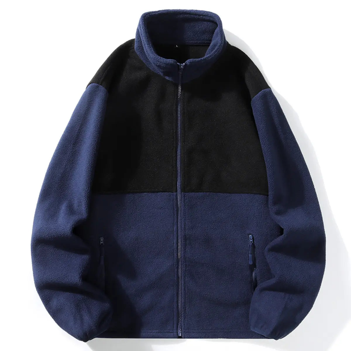 Fleece-Lined Stand Collar Casual Thermal Patchwork Jacket
