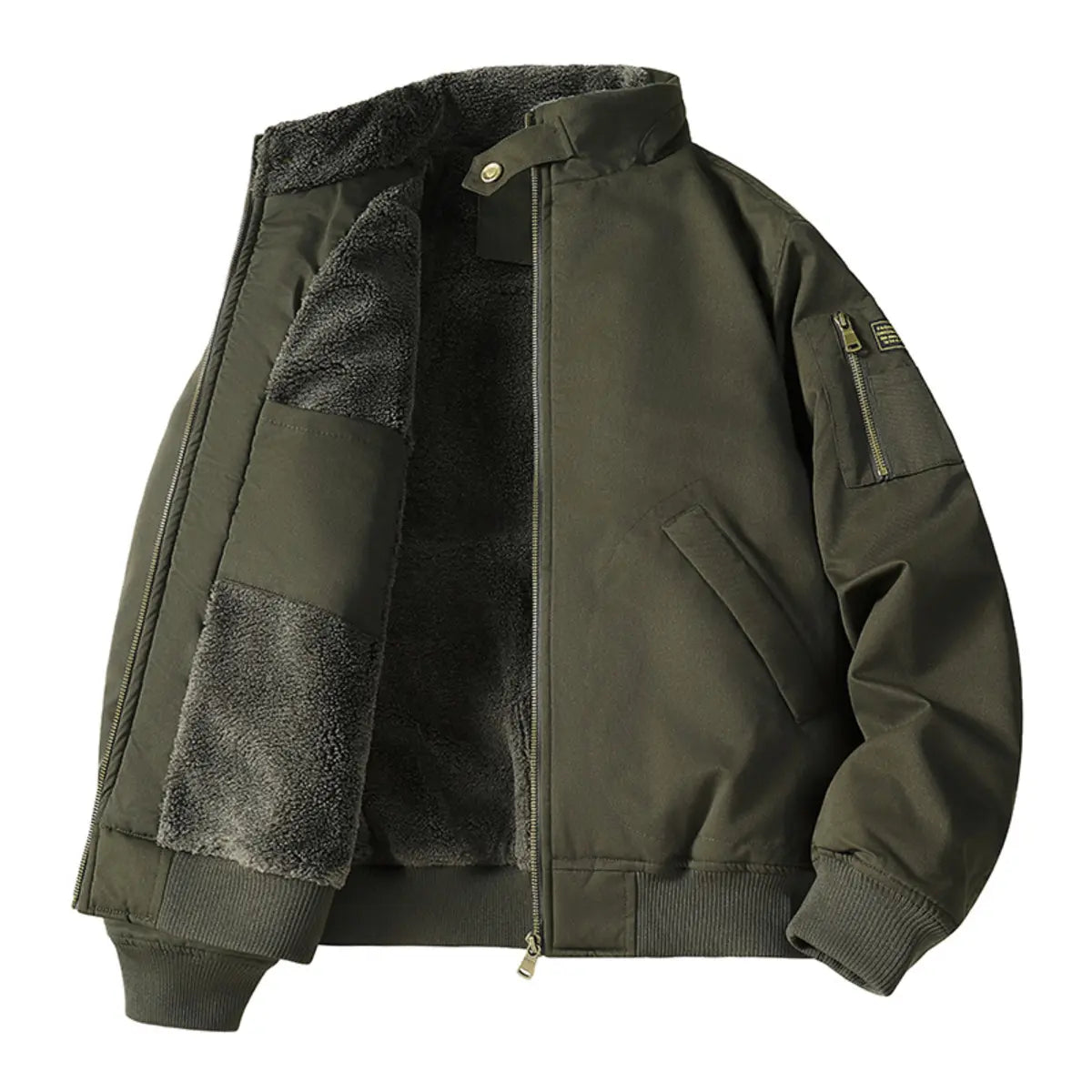 Winter Fleece-Lined Thickened Multi-Pocket Oversized Flight Jacket