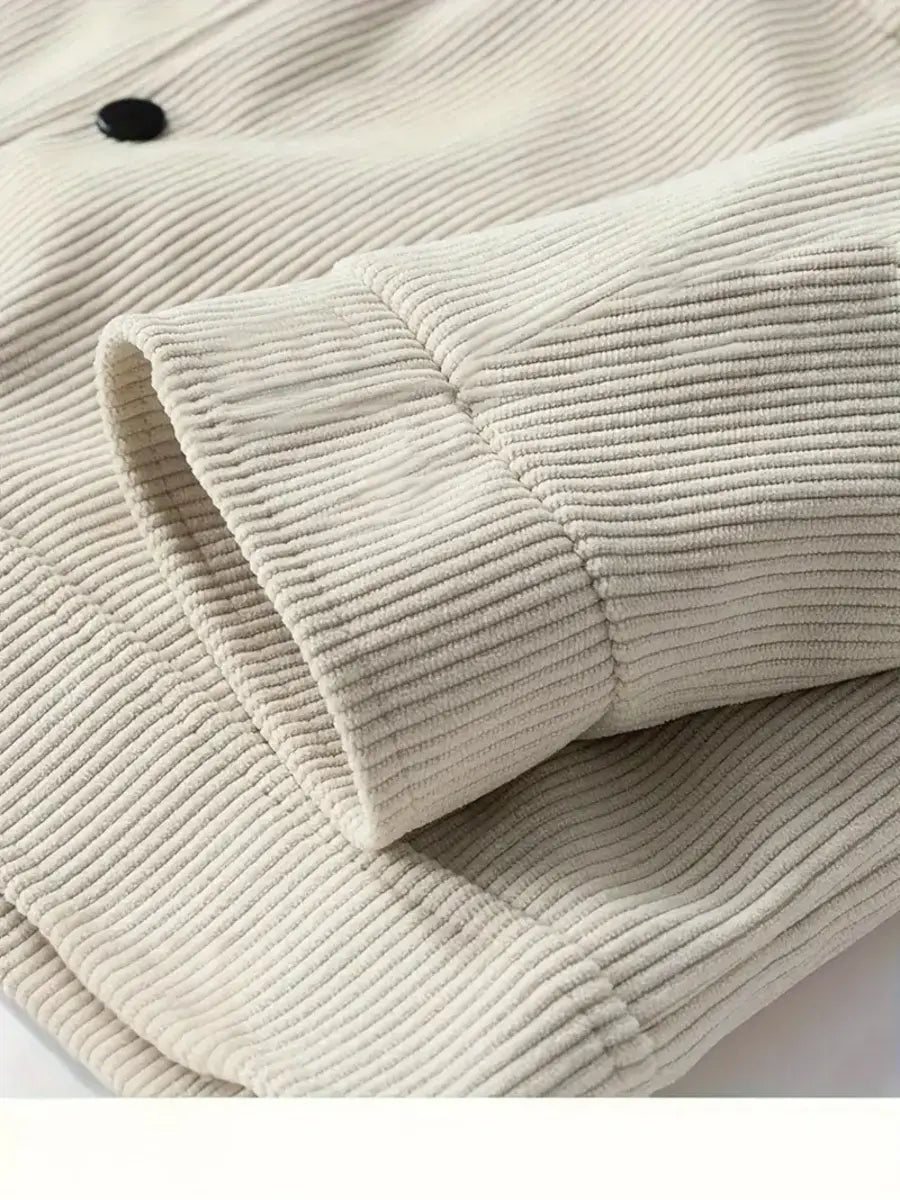 Corduroy Single-Breasted Casual Sports-Inspired Pocket Jacket