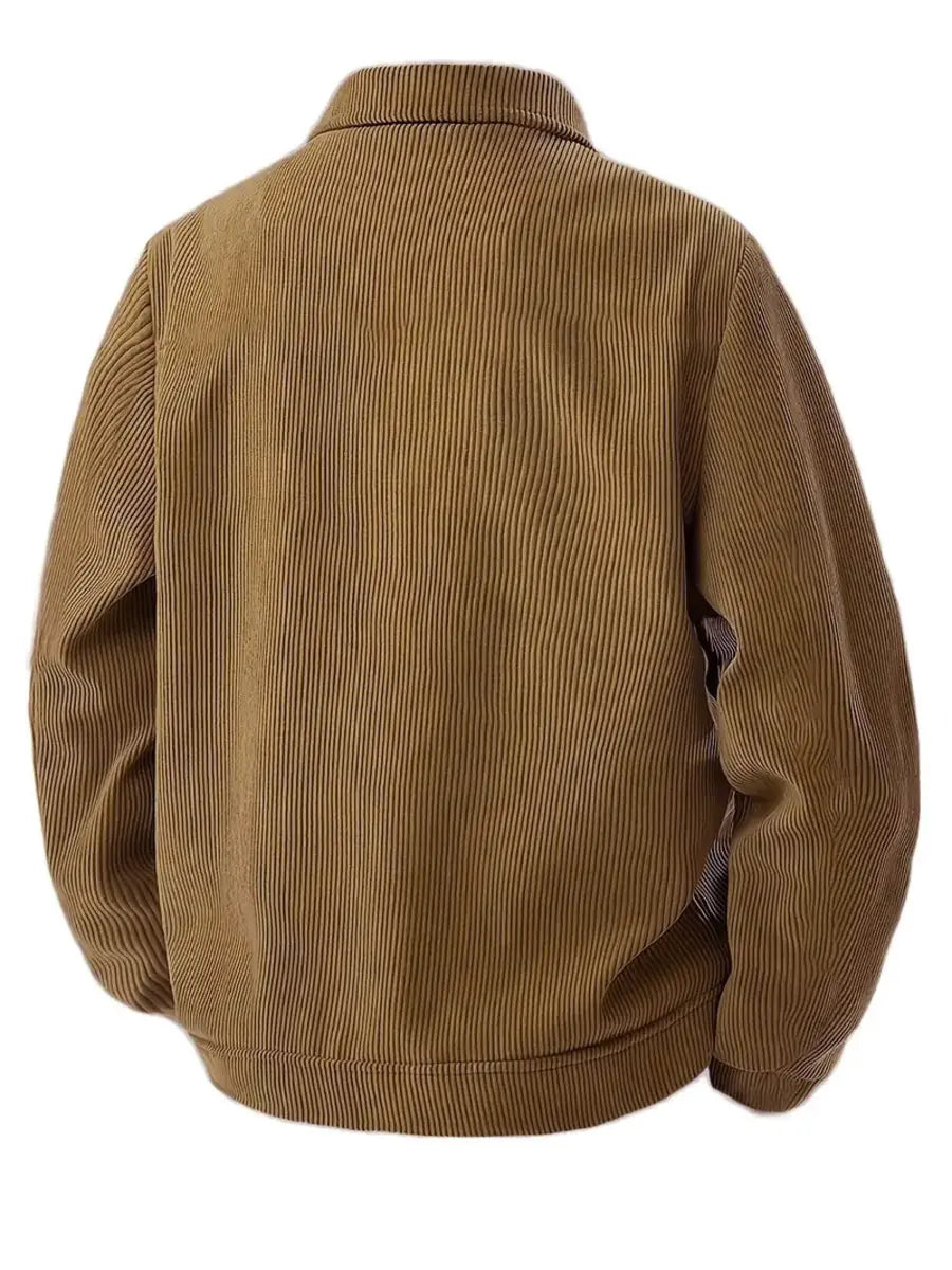 Corduroy Single-Breasted Casual Sports-Inspired Pocket Jacket