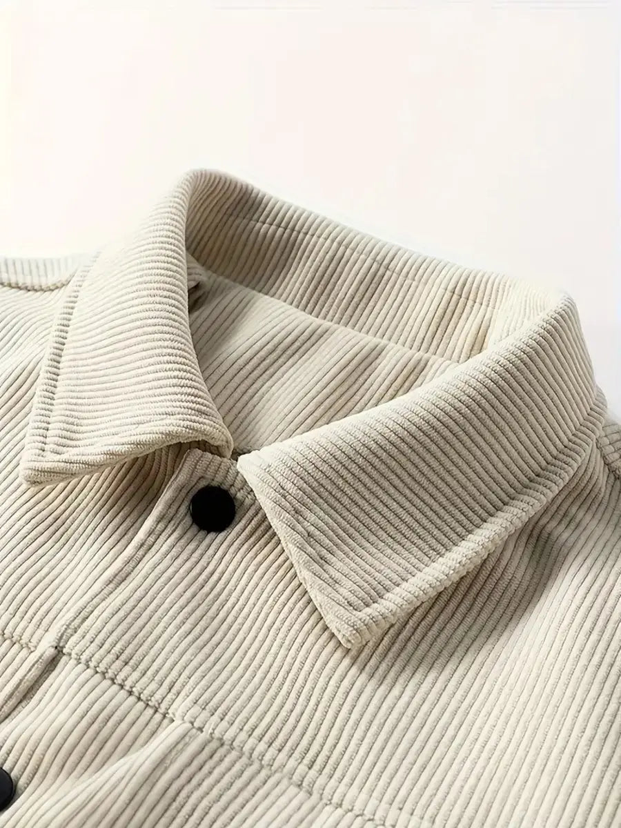 Corduroy Single-Breasted Casual Sports-Inspired Pocket Jacket