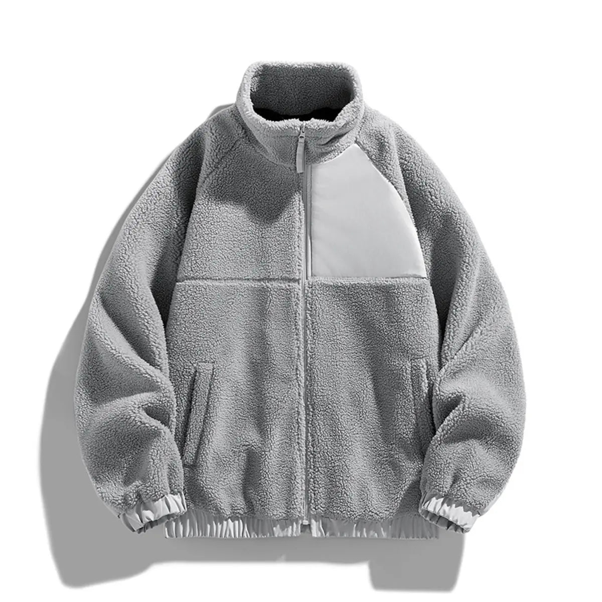 Thickened Fleece-Lined Couple's Casual Stand-Up Collar Warm Zipper Jacket