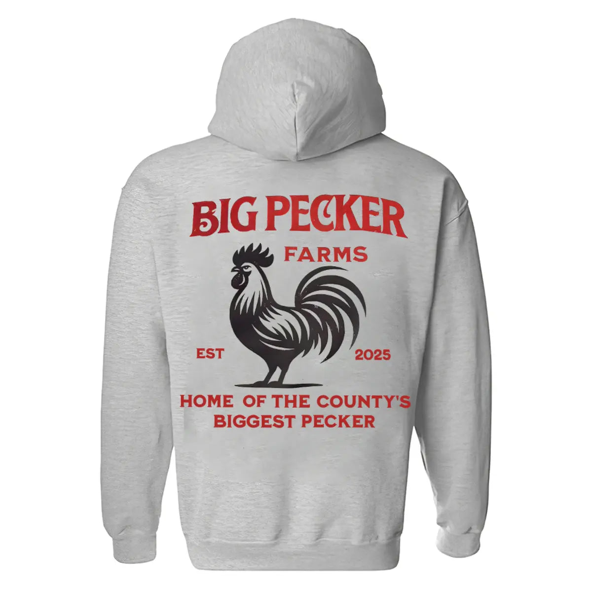 Big Pecker Farm Home Of The County's Biggest Pecker Printed Fleece-lined Unisex Hoodie