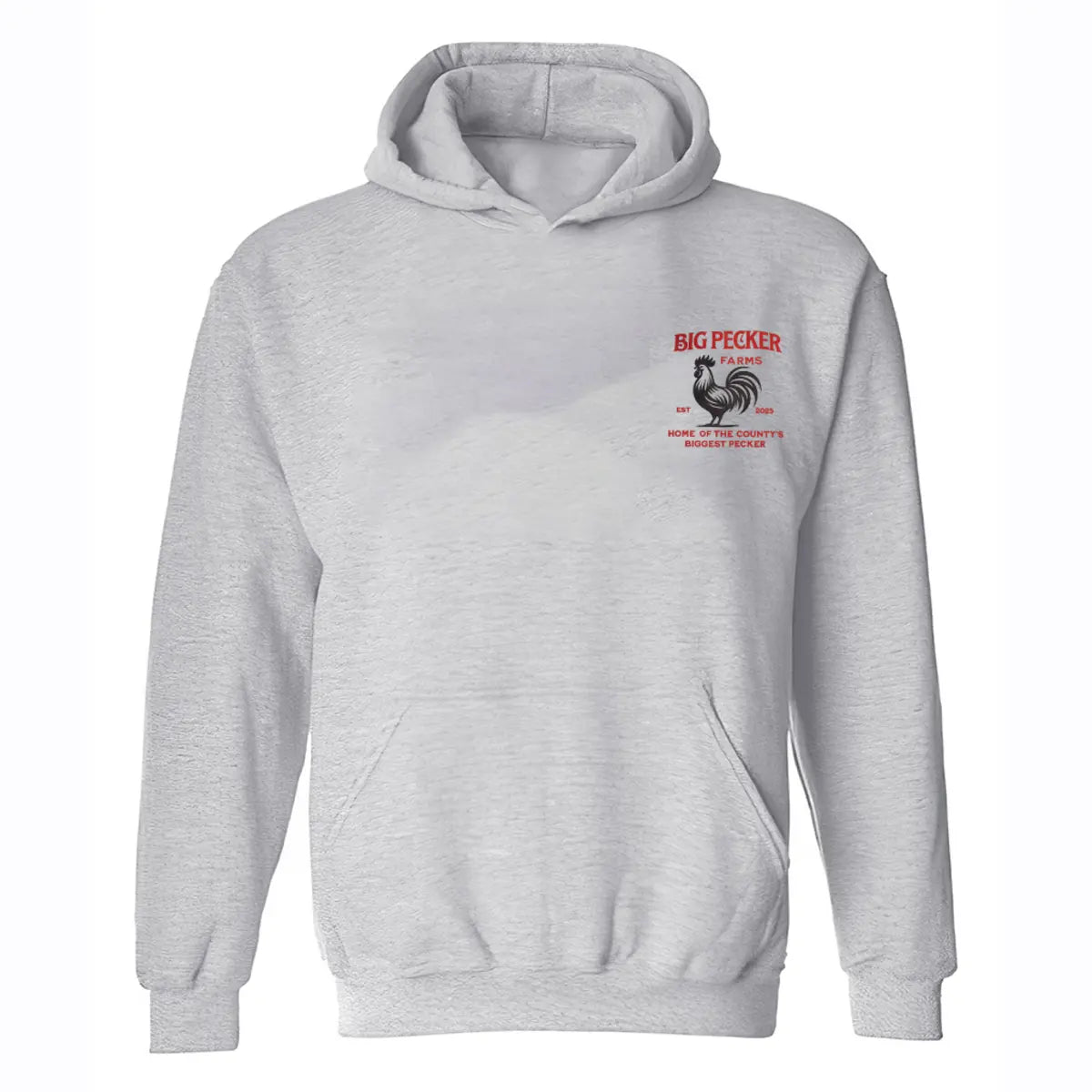 Big Pecker Farm Home Of The County's Biggest Pecker Printed Fleece-lined Unisex Hoodie