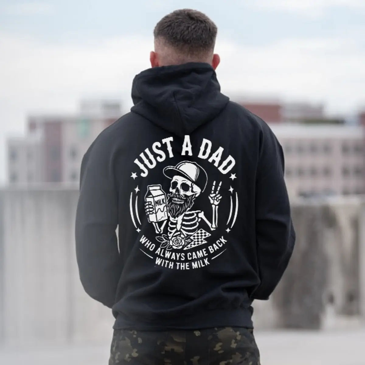 Just A Dad Who Always Came Back With The Milk Printed Fleece-lined Unisex Hoodie