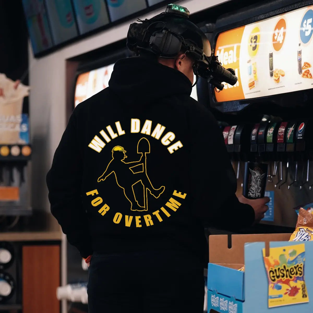 Will Dance For Overtime Printed Fleece-lined Unisex Hoodie