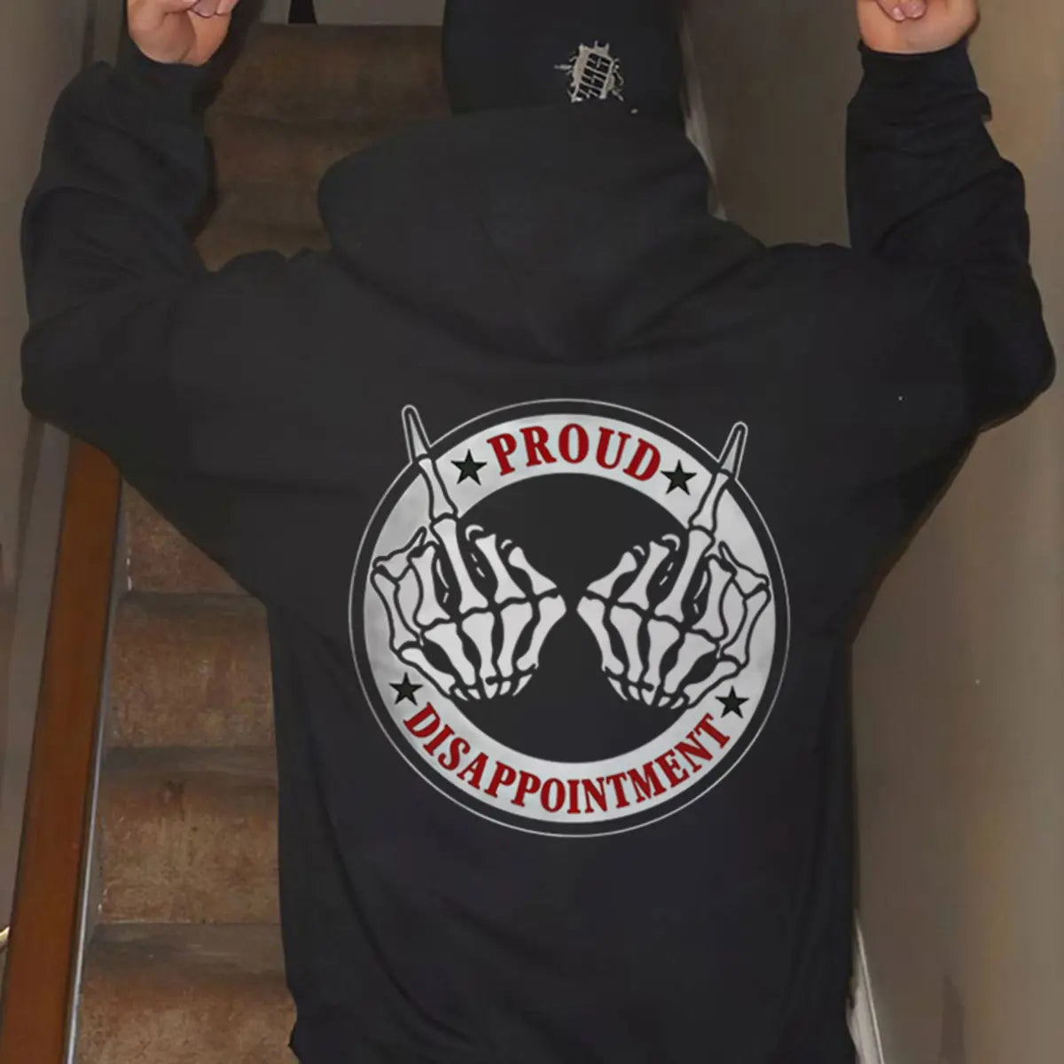 Proud Disappointment Defiant Bone Hand Printed Fleece-lined Unisex Hoodie