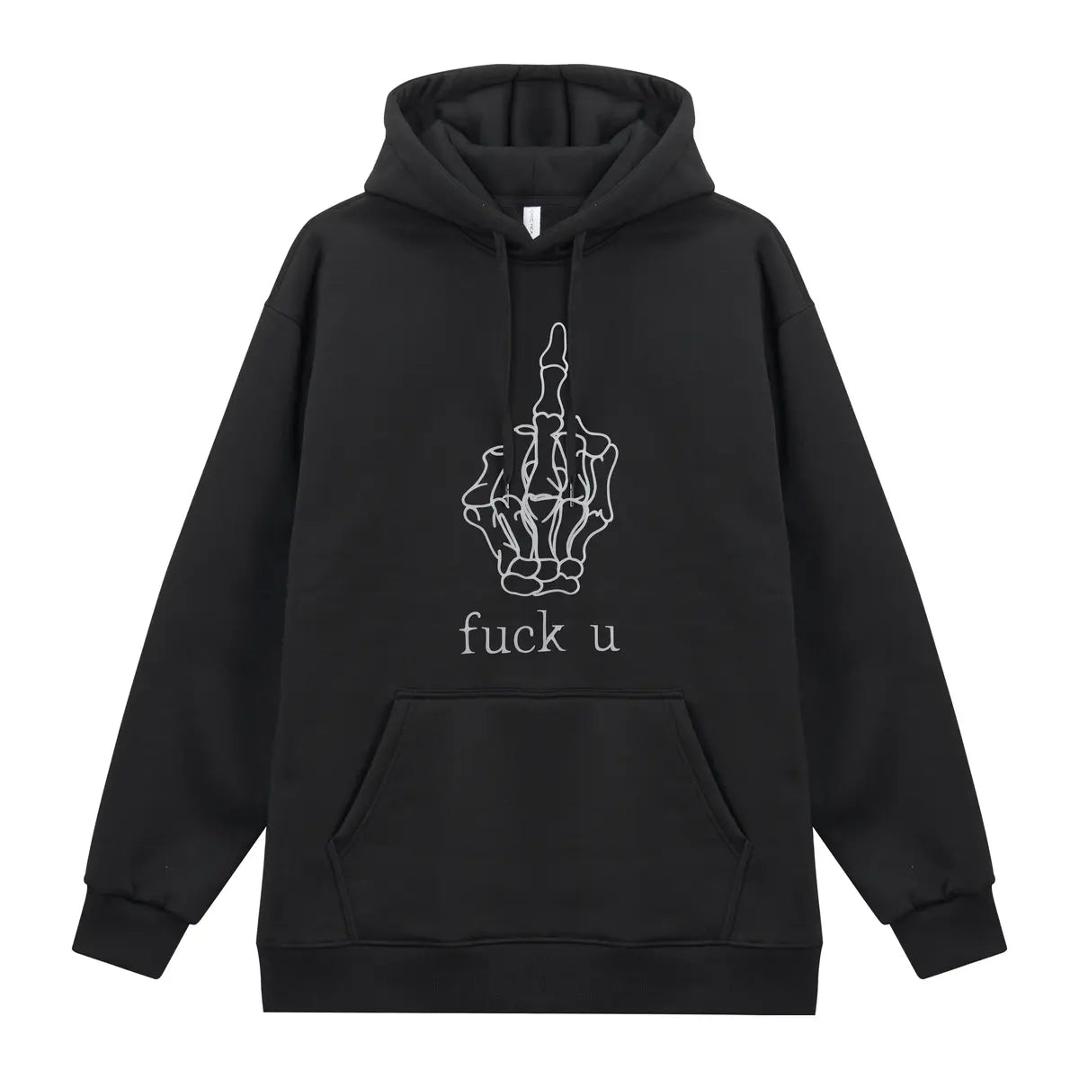 F U Funny Skeleton Bones Hands Embroidered Fleece-lined Unisex Hoodie
