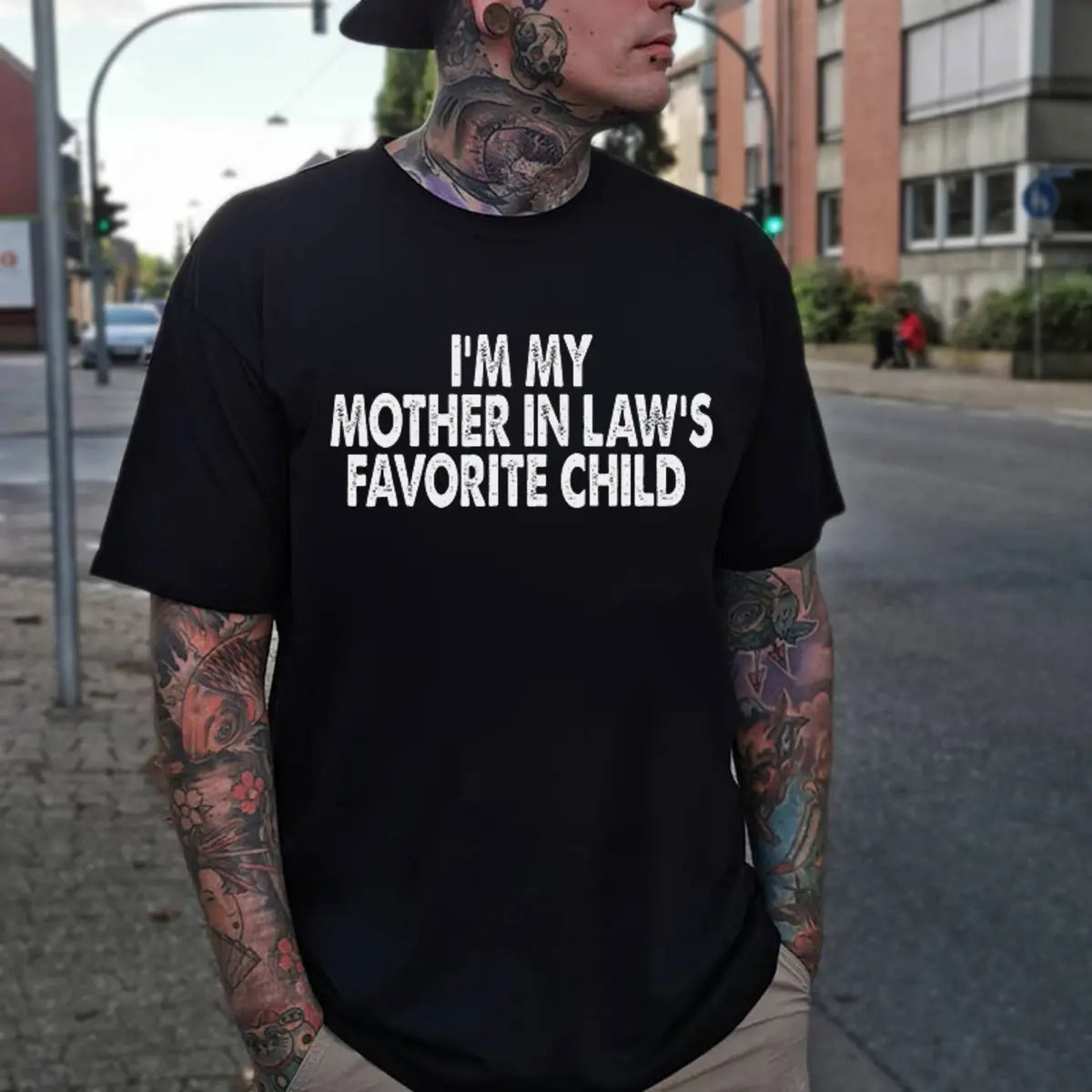 I'm My Mother In Law's Favorite Child Printed Oversized Unisex T-shirt