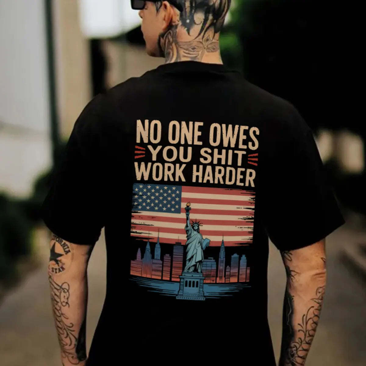 No One Owes You Sh*t Work Harder Printed Men's T-Shirt