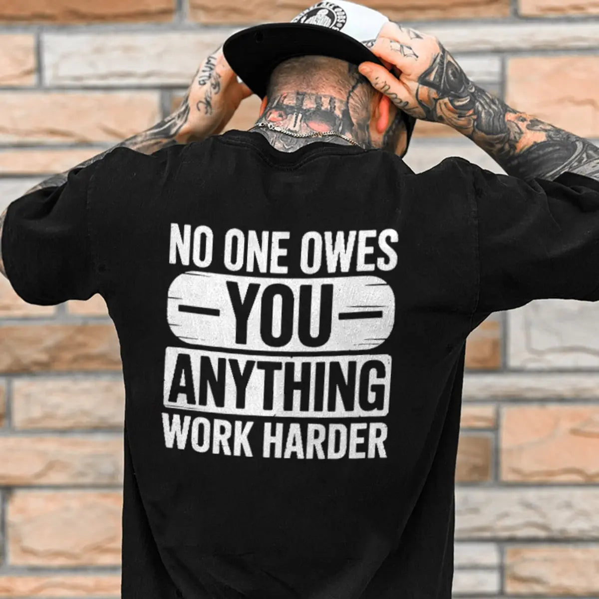 No One Owes You Anything Work Harder Printed Men's T-Shirt