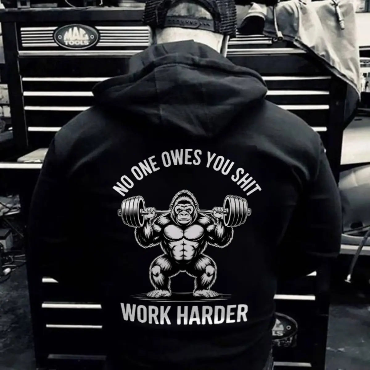 No One Owes You Sh*t Work Harder Printed Fleece-lined Unisex Hoodie