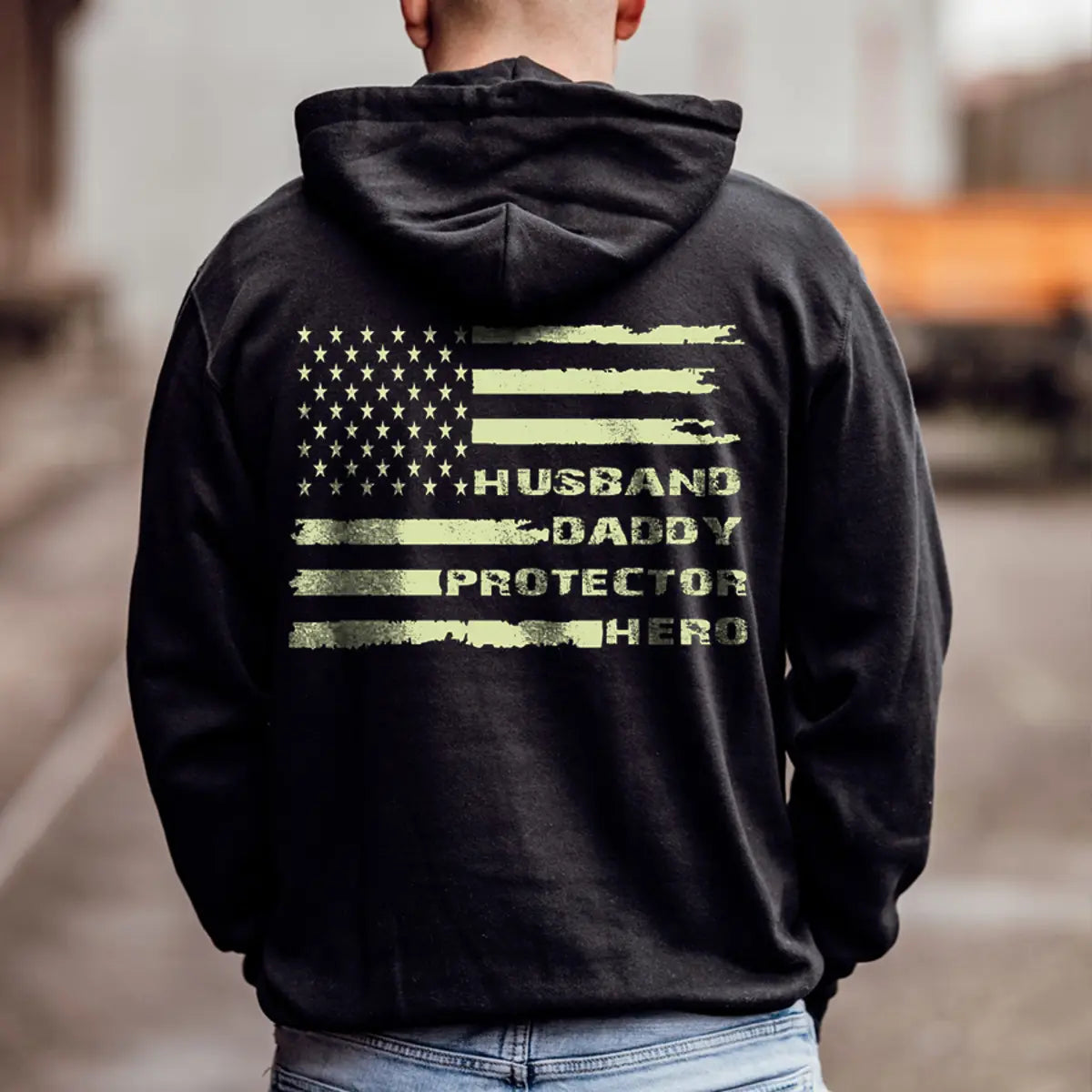 Husband Daddy Papa Protector Hero Printed Fleece-lined Unisex Hoodie