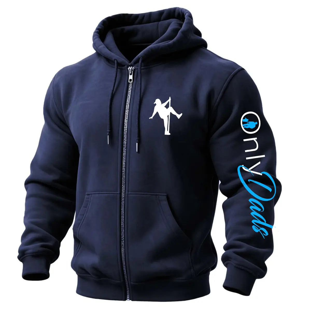 Only Dads Printed Zippered Hooded Fleece Cardigan