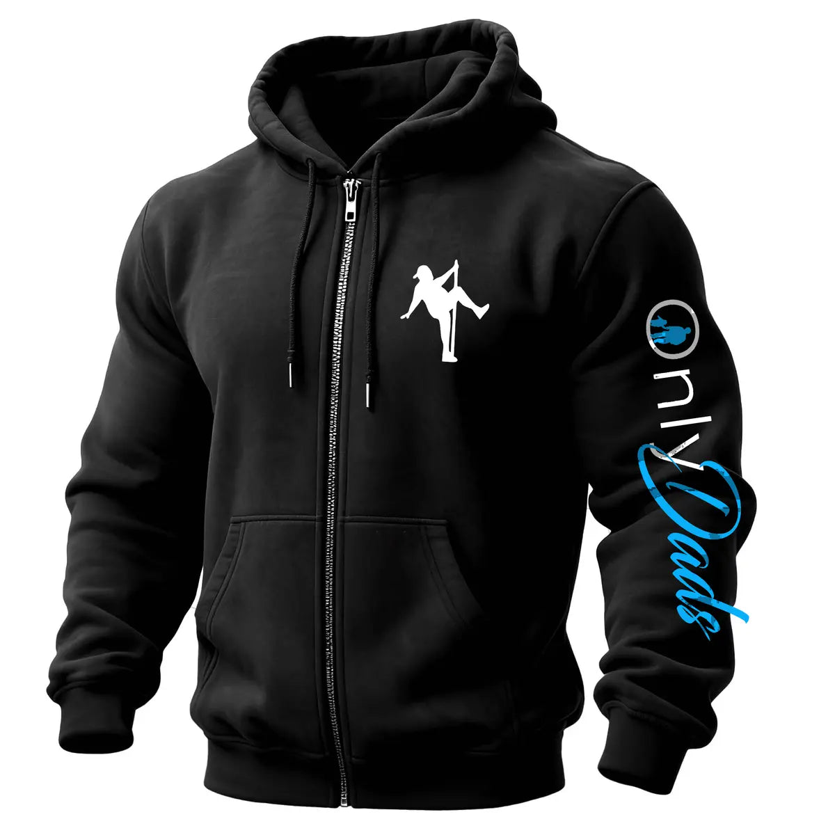 Only Dads Printed Zippered Hooded Fleece Cardigan