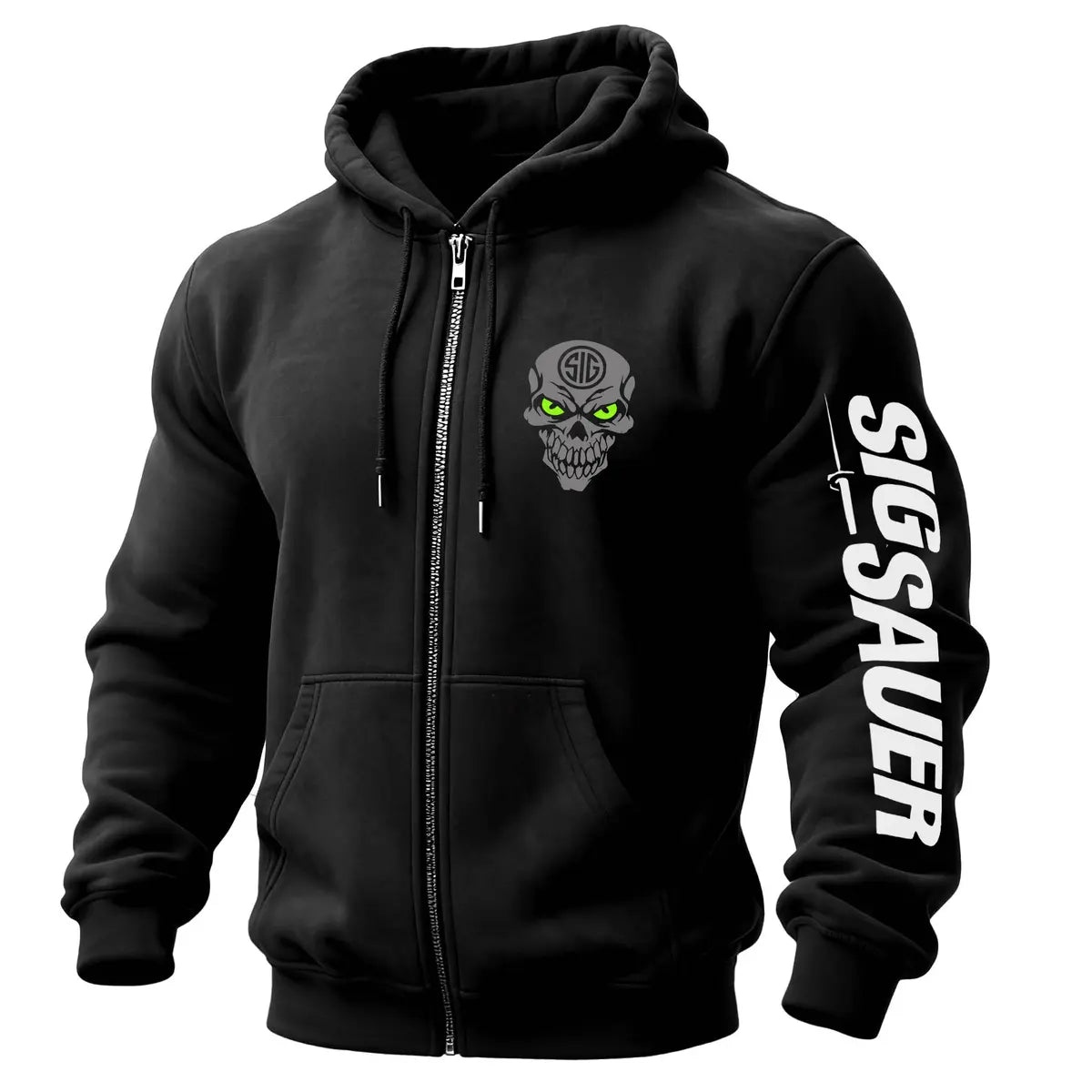 Sig Sauer Skull Printed Zippered Hooded Fleece Cardigan