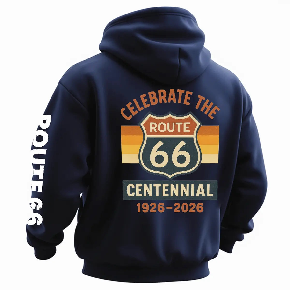 Celebrate The Route 66 Centennial 1926-2026 Printed Fleece-lined Unisex Hoodie
