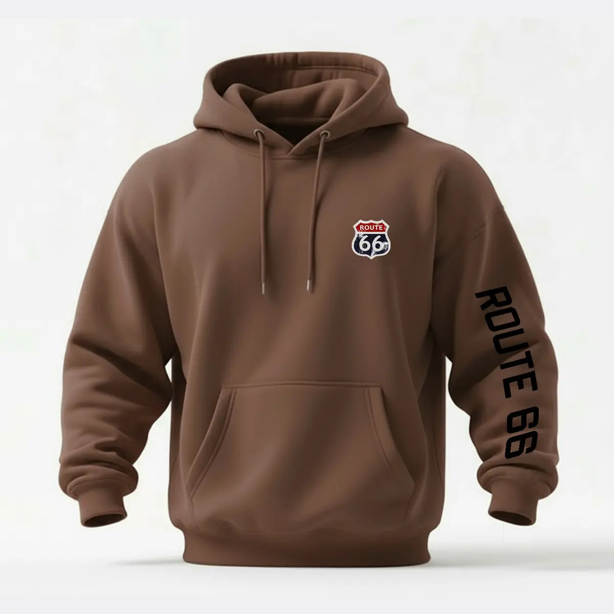 Vintage Route 66 Printed Fleece-lined Unisex Hoodie