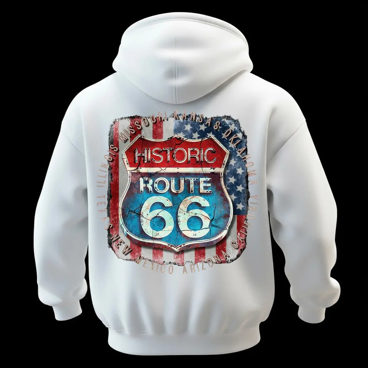 Historic Route 66 Printed Fleece-lined Unisex Hoodie