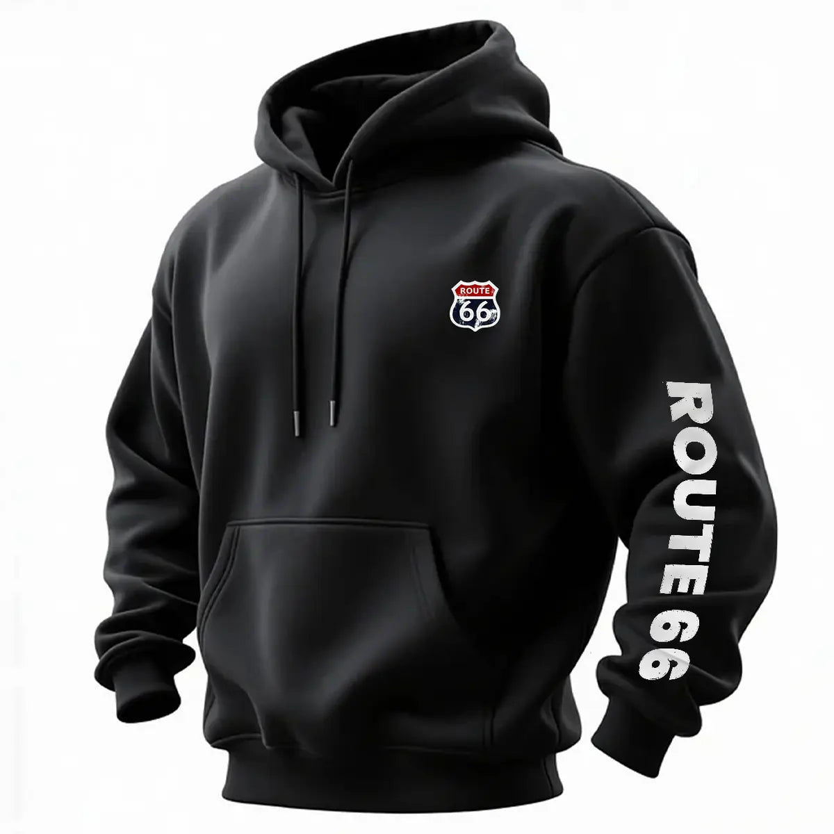 Route 66 Printed Fleece-lined Unisex Pocketless Hoodie