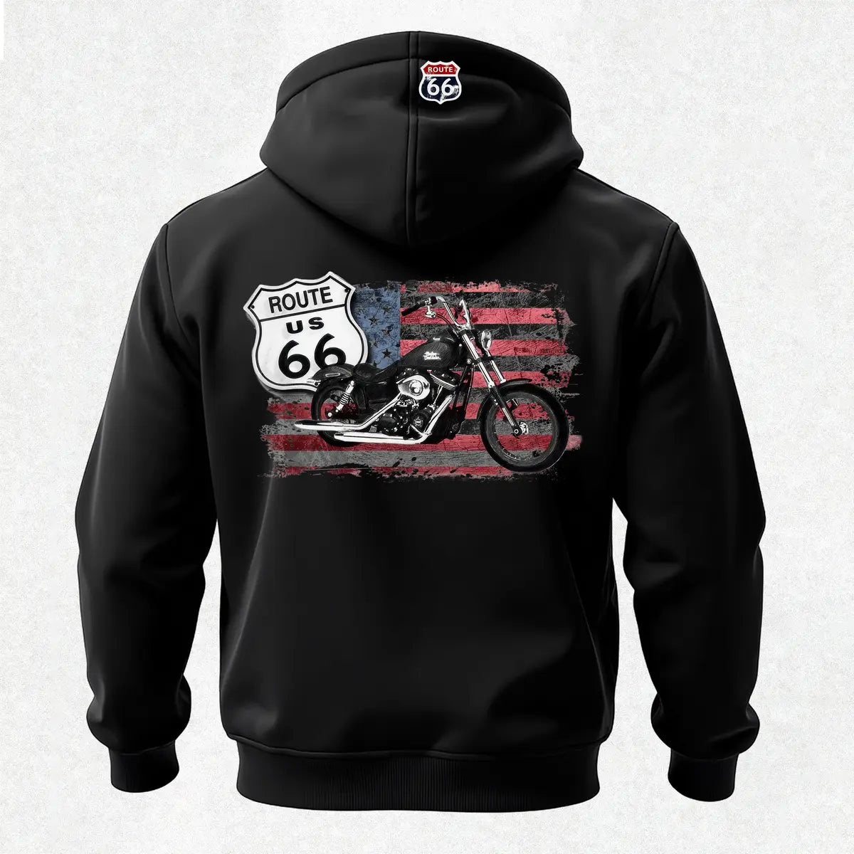 Route 66 Printed Fleece-lined Unisex Pocketless Hoodie