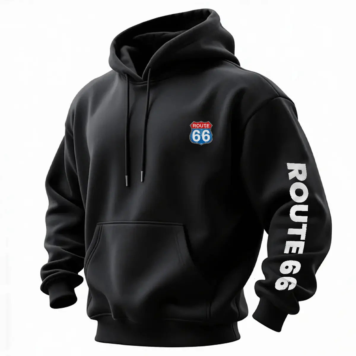 Ride The Dust Route 66 Adventure Printed Fleece-lined Unisex Pocketless Hoodie