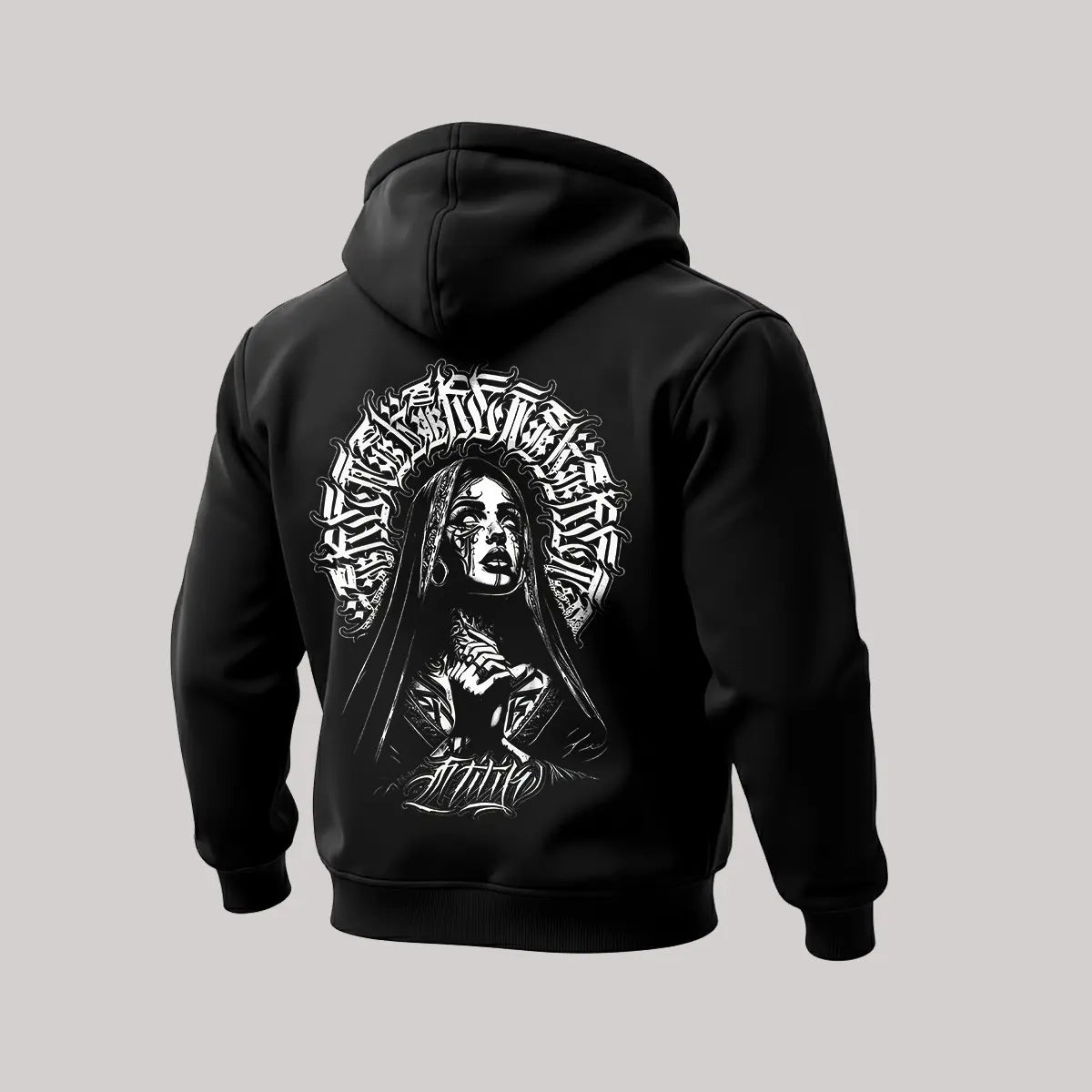 Pray For The Rave Printed Zippered Hooded Fleece Cardigan