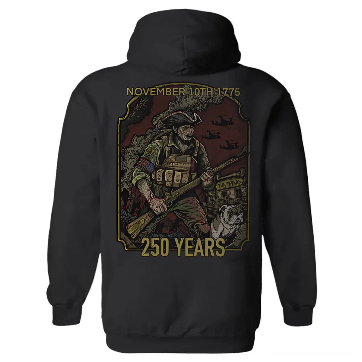 USMC 250 Years Printed Fleece-lined Unisex Hoodie