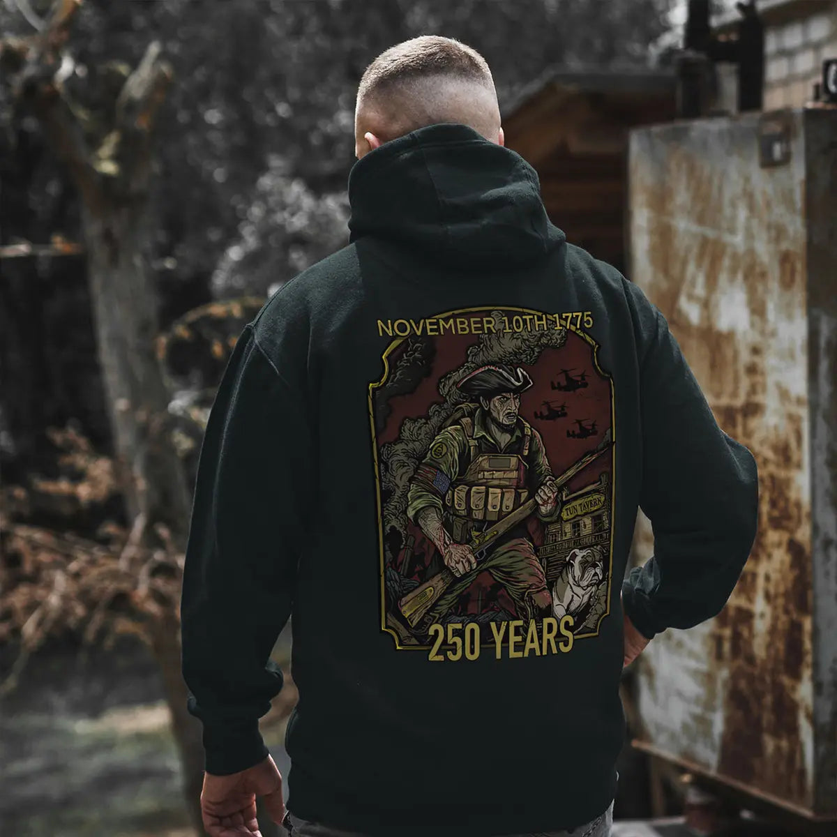USMC 250 Years Printed Fleece-lined Unisex Hoodie