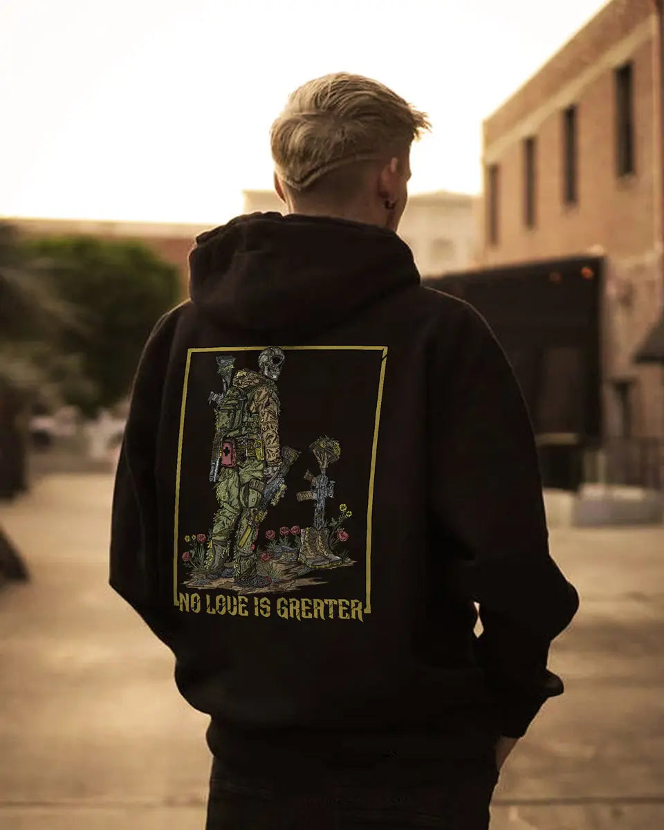 No Love is Greater Printed Fleece-lined Unisex Hoodie