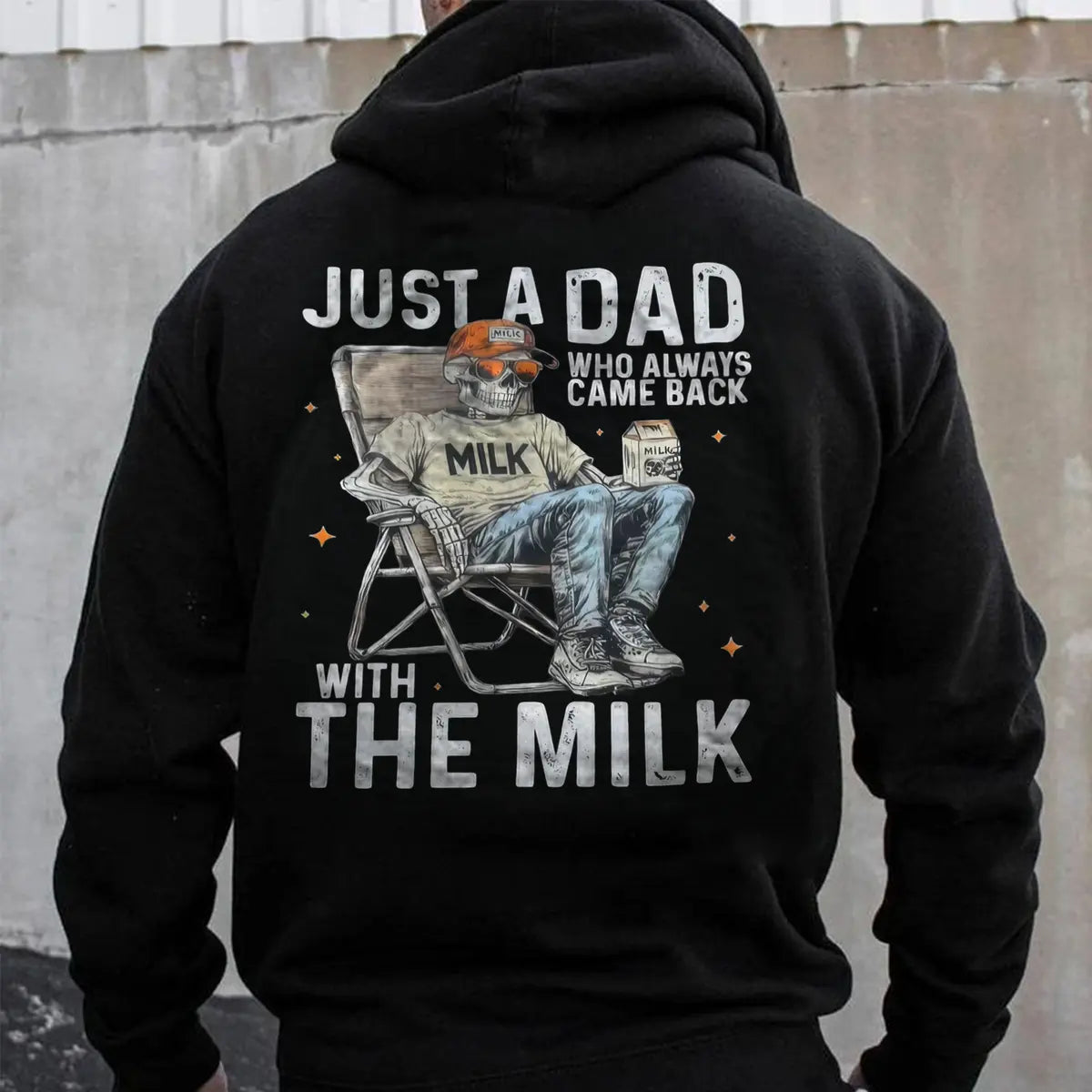 Just A Dad Who Always Came Back With The Milk Printed Fleece-lined Unisex Hoodie