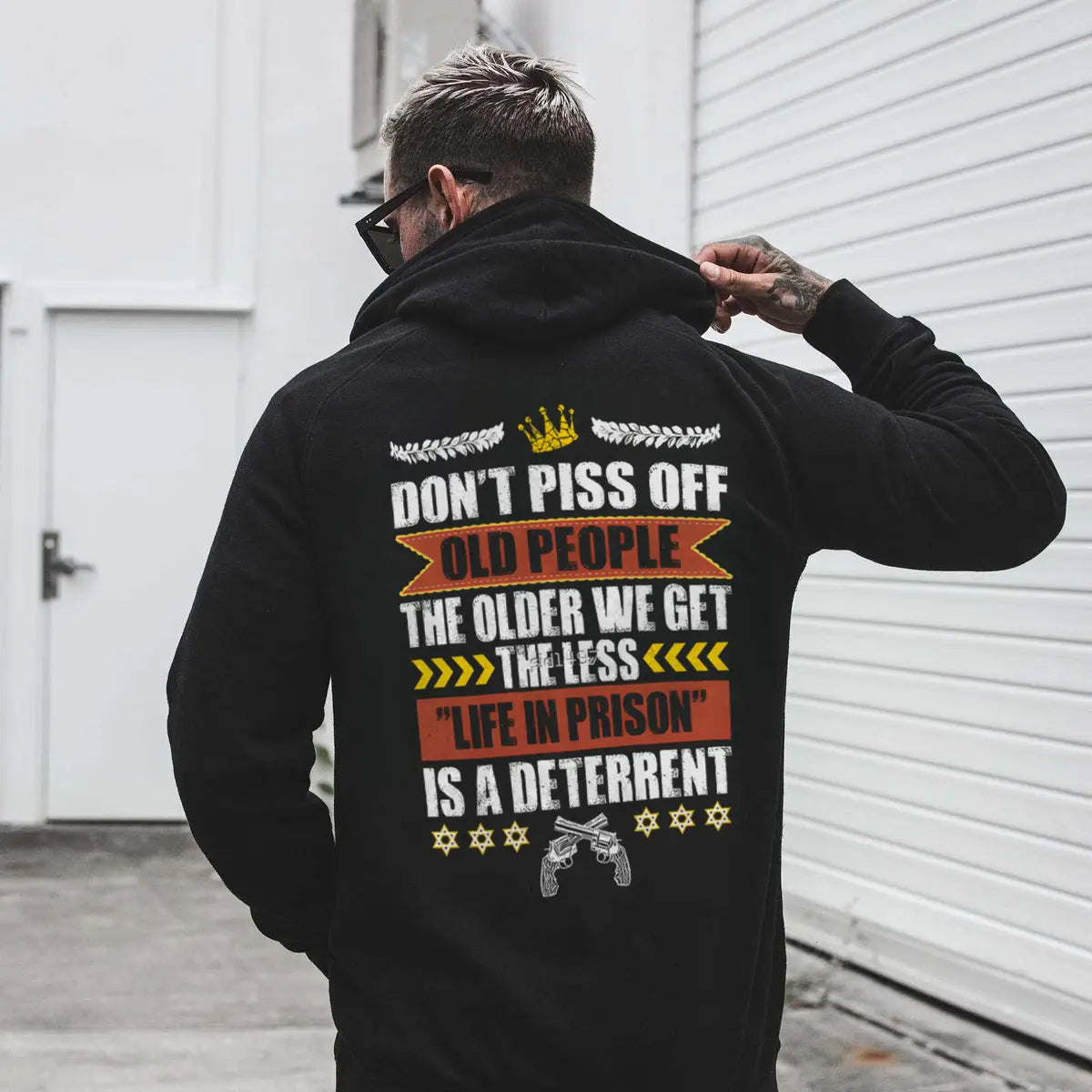Don't Piss Off Old People Printed Fleece-lined Unisex Hoodie