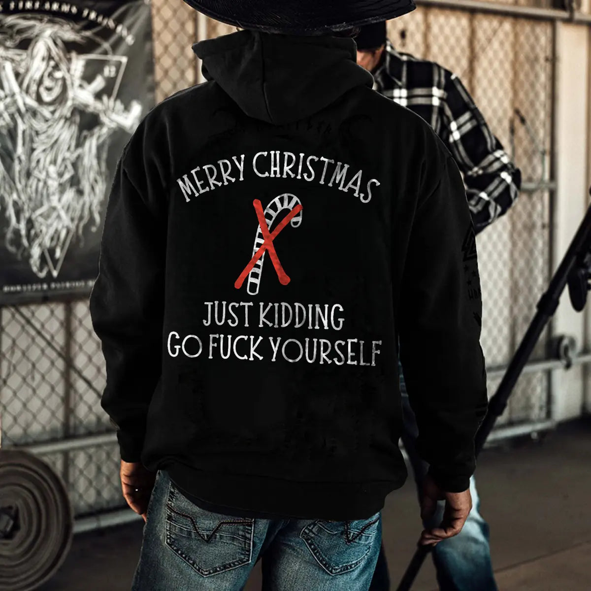 Merry Christmas Just Kidding Go F Yourself Printed Fleece-lined Unisex Hoodie