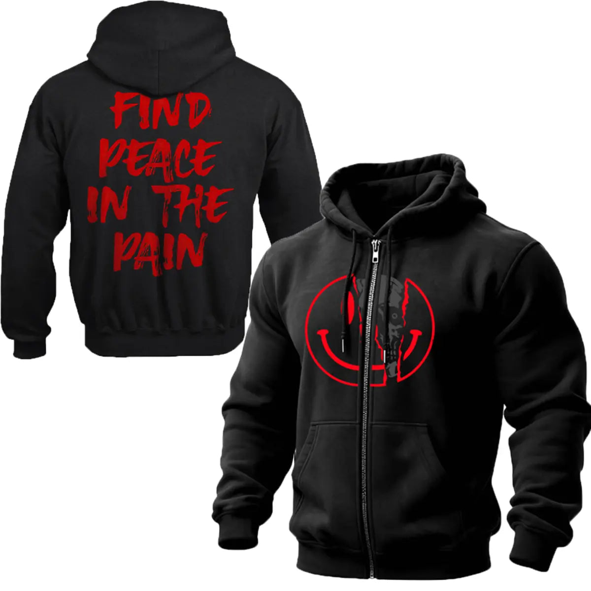 Find Peace In The Pain Printed Zippered Hooded Fleece Cardigan