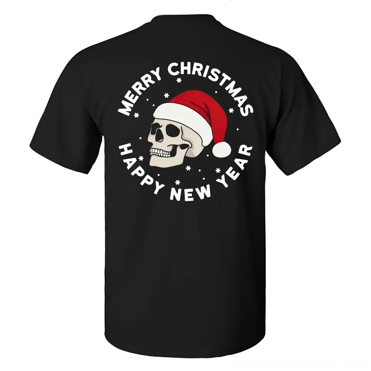 Merry Christmas Happy New Year Skull  Printed Men's T-shirt