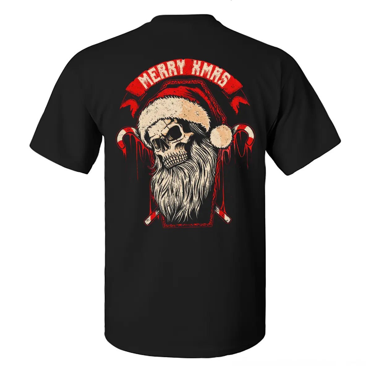 Christmas Santa Skull Merry Xmas Printed Men's T-shirt
