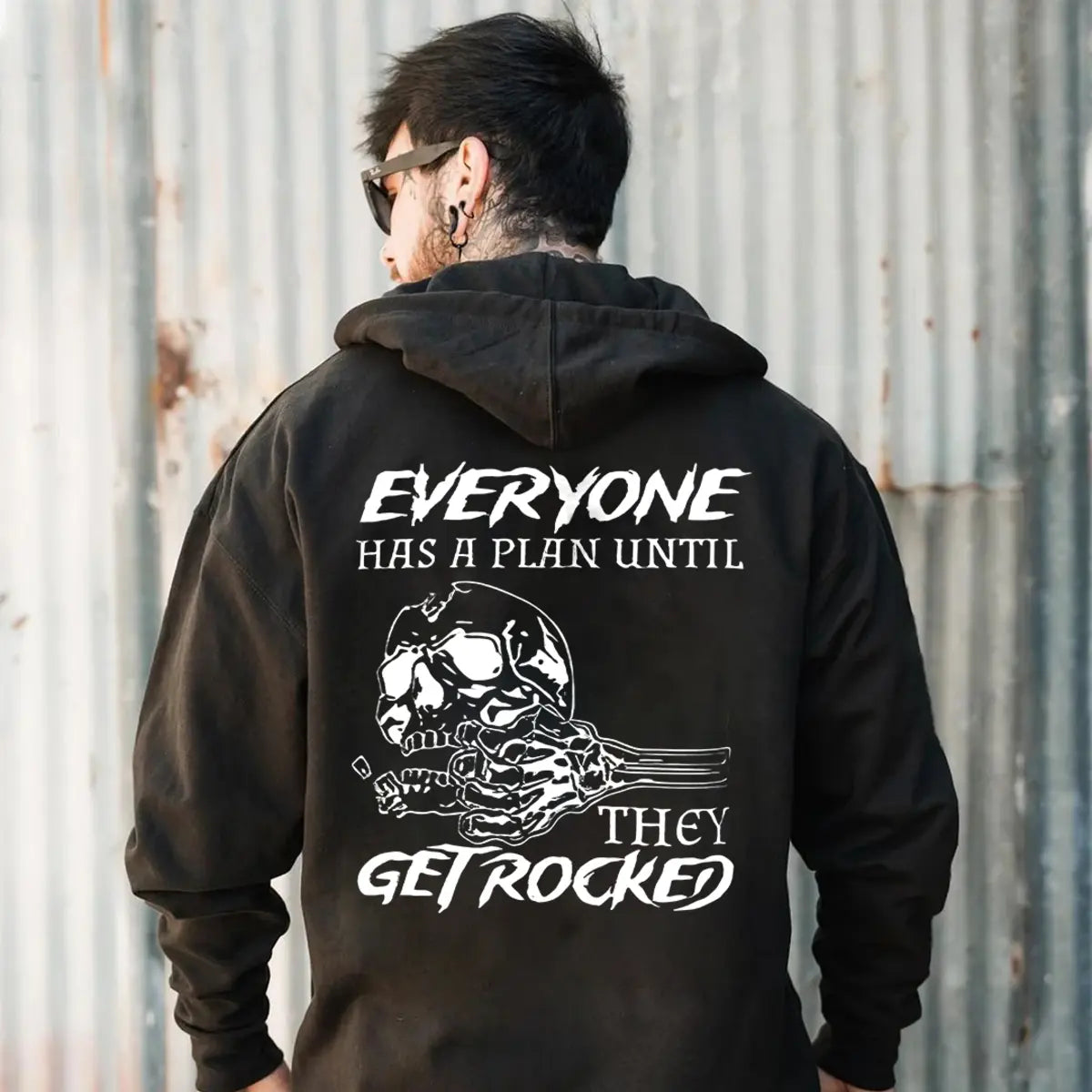 Everyone Has A Plan Until They Get Rocked Printed Fleece-lined Unisex Hoodie